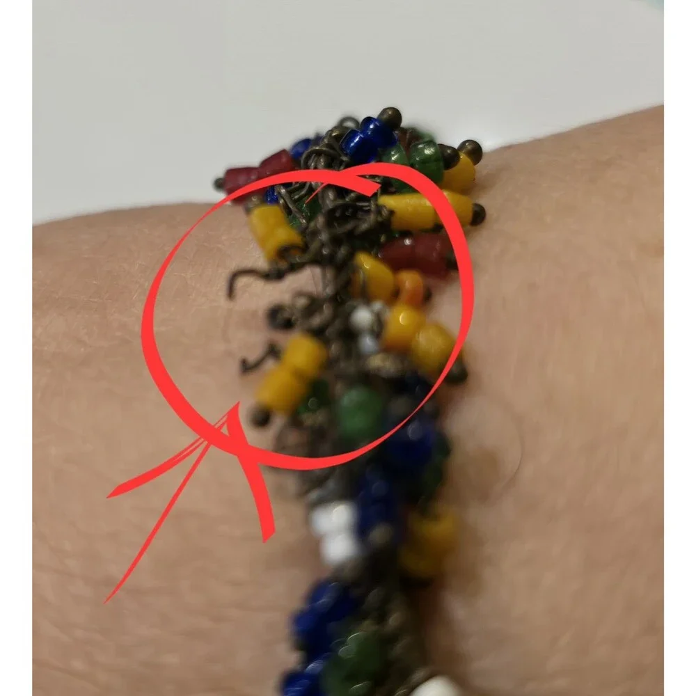 Boho Colorful Beaded Fringe Bangle Bracelet Brass Seed Bead Dangle Festival READ